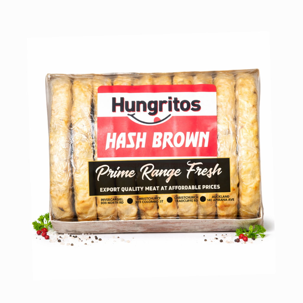 Prime Range Fresh branded Hugritos Hash browns in a box