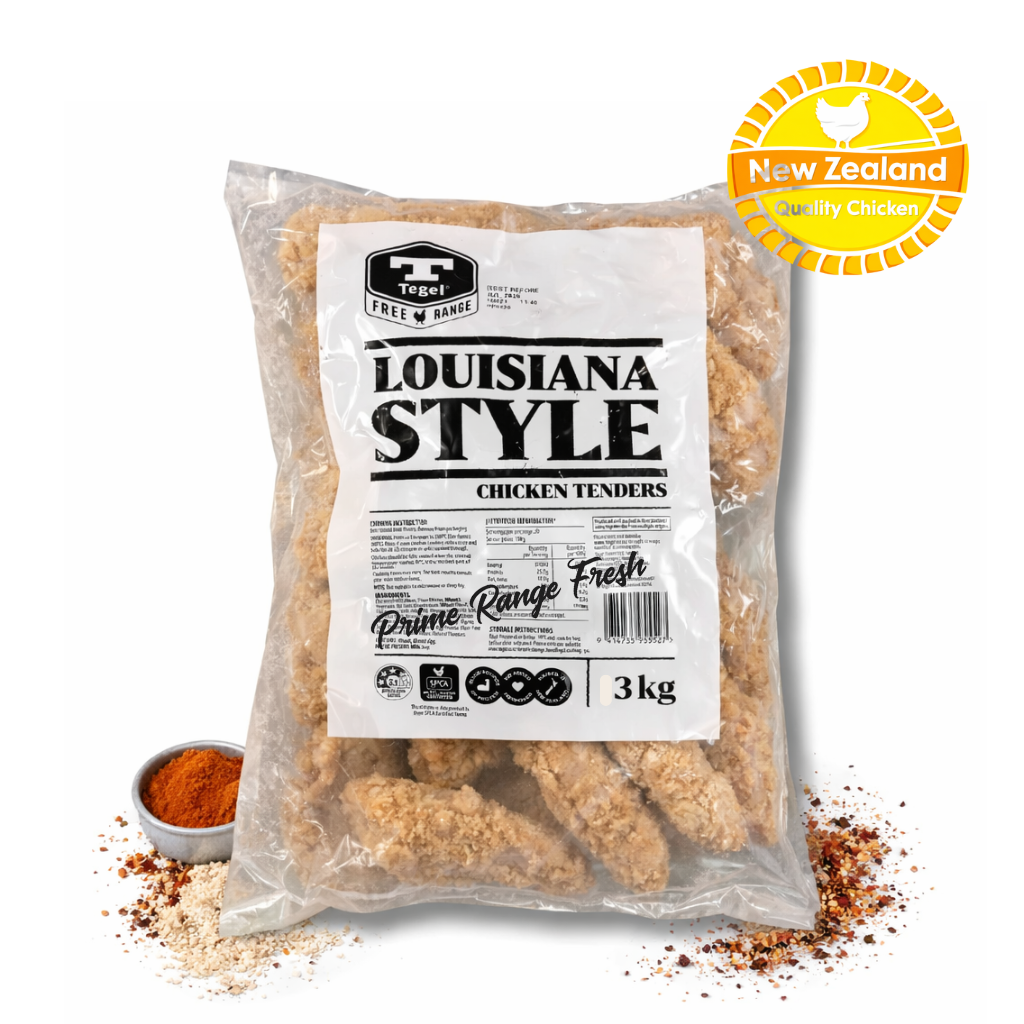 Packaged Louisiana Style Chicken Tenders with a visible brand label on a white background